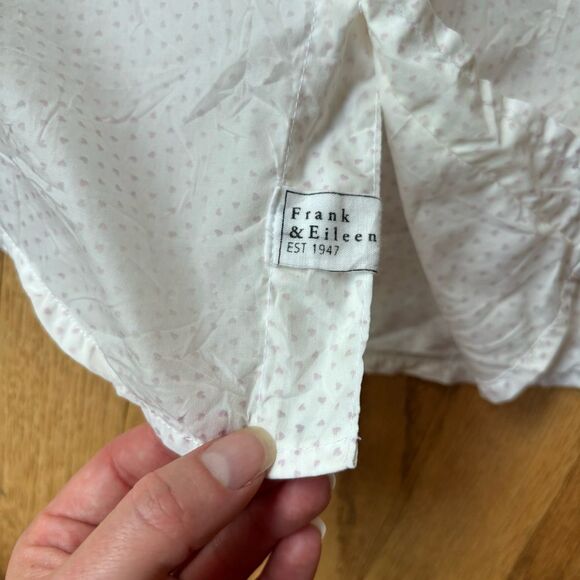 Frank & Eileen Tailored Button-Up Shirt Pink Hearts White XS - Picture 4 of 5